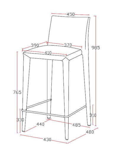 Modrest Medford Mid-Century Grey Fabric Bar Stool