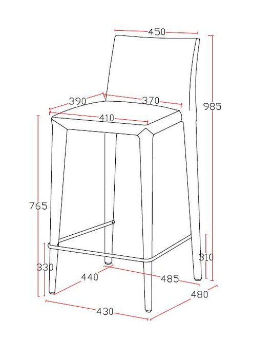 Modrest Medford Mid-Century Grey Fabric Bar Stool