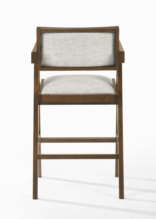 Modrest Fern - Modern Walnut and Beige Counter Stool Set of 2