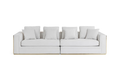 Divani Casa Mobray - Glam Light Grey Velvet + Gold Sofa