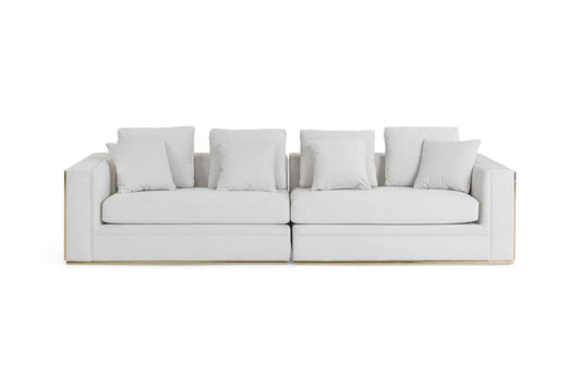 Divani Casa Mobray - Glam Light Grey Velvet + Gold Sofa
