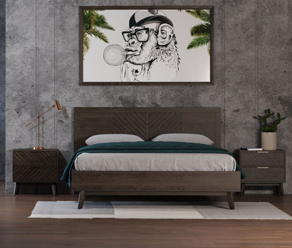 Modrest Daisy - Mid-Century Dark Acacia Bedroom Set