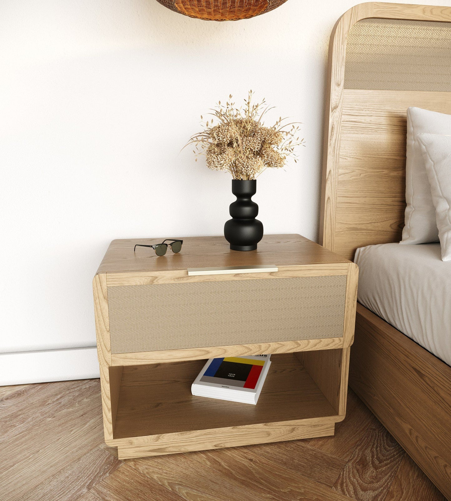 Modrest Gavin - Modern Natural Ash + Rattan Bedroom Set