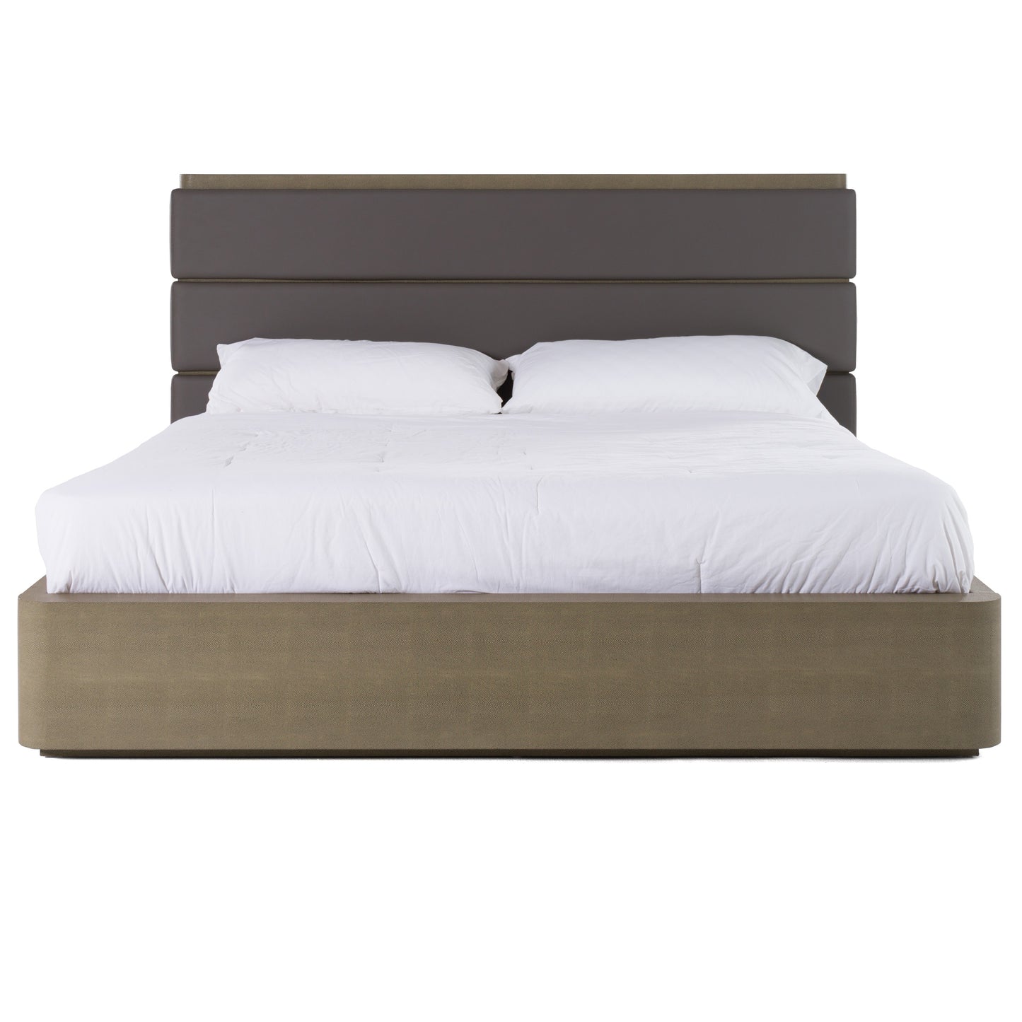 Modrest Lois - Modern Grey Leather & Beige Shagreen Bed