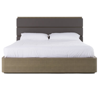 Modrest Lois - Modern Grey Leather & Beige Shagreen Bed
