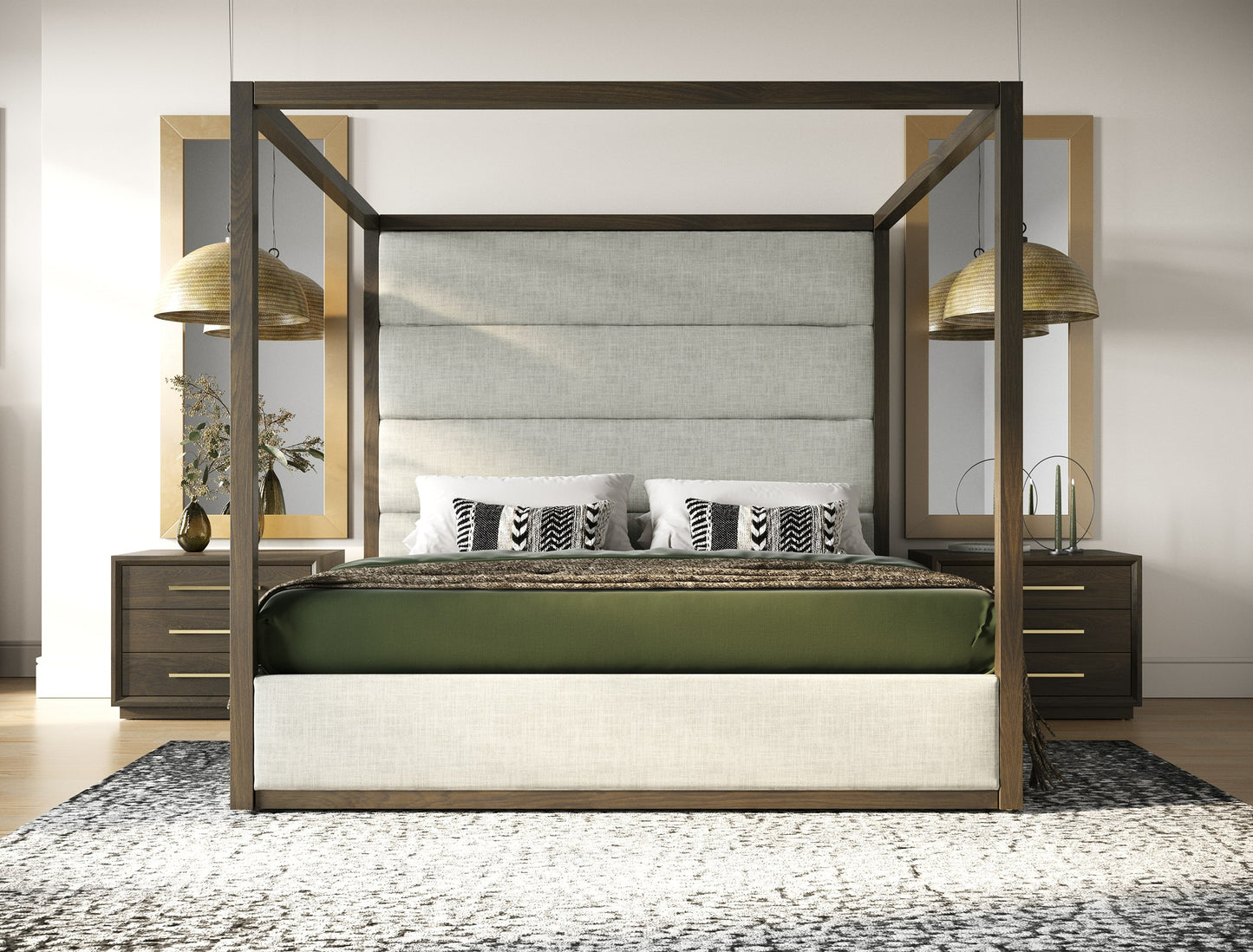 Modrest Manhattan - Contemporary Canopy Brown Oak Bed