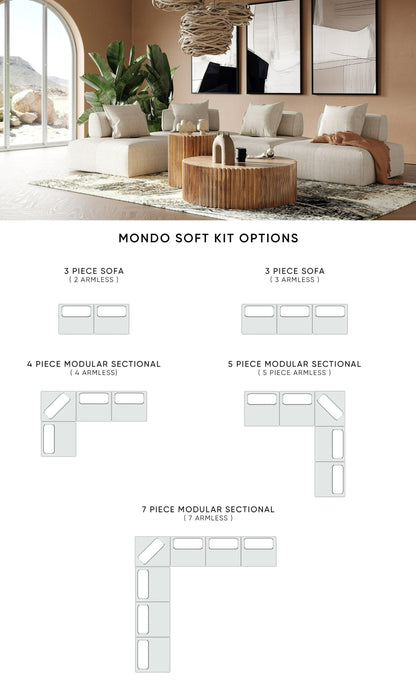 Divani Casa Mondo - Modern Modular Beige Fabric Sectional Sofa