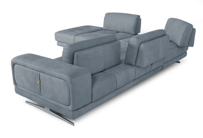 Lamod Italia Mood - Contemporary Blue Leather Left Facing Sectional Sofa