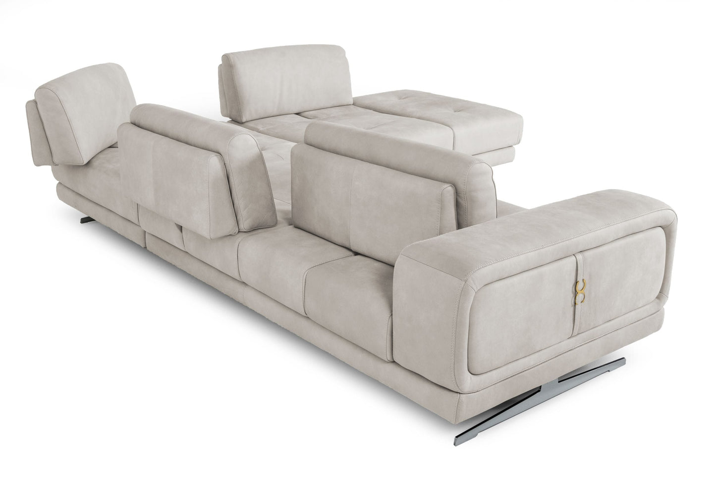Lamod Italia Mood - Contemporary Light Grey Leather Right Facing Sectional Sofa