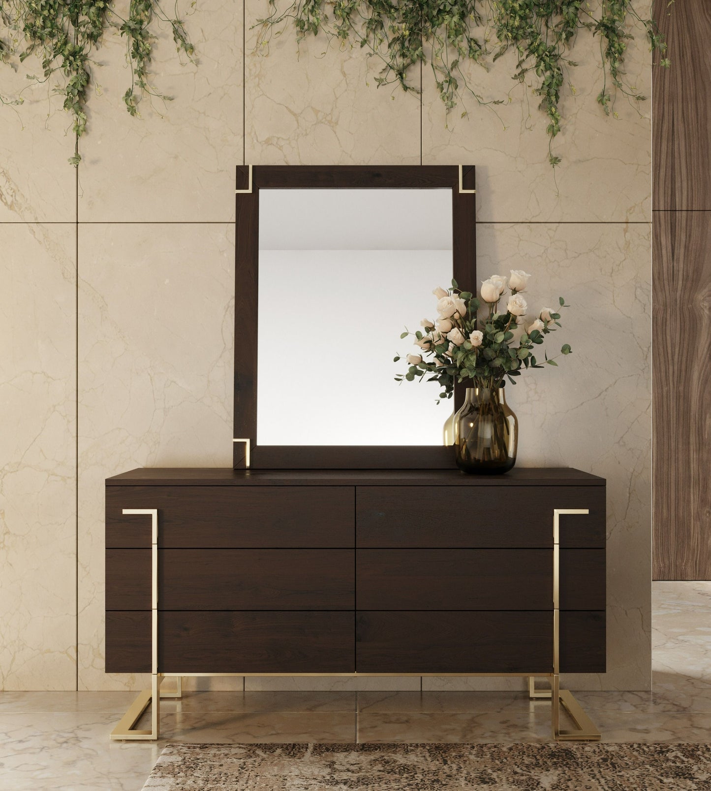 Modrest Corrico - Modern Off White and Champagne Gold Bedroom Set