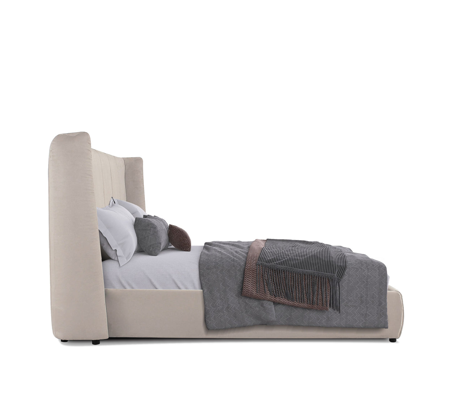 Modrest Emilia - Modern Beige Velvet Bed