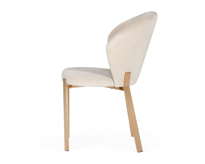 Modrest Nadia - Modern Beige Velvet & Rosegold Dining Chair (Set of 2)