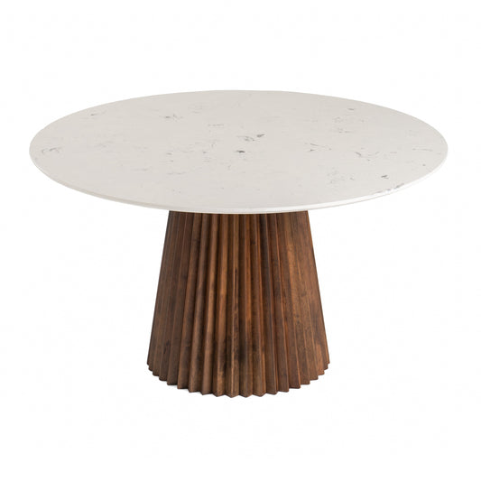 Modrest Nancy + Weiss - Mid-Century Modern Marble + Walnut Dining Table Set