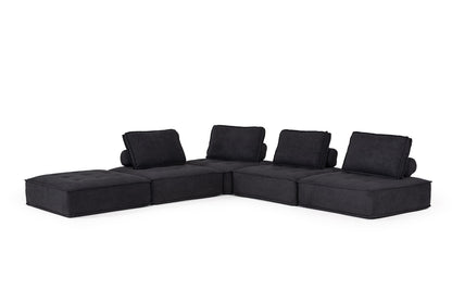 Divani Casa Nolden - Modern Black Fabric Modular Sectional Sofa