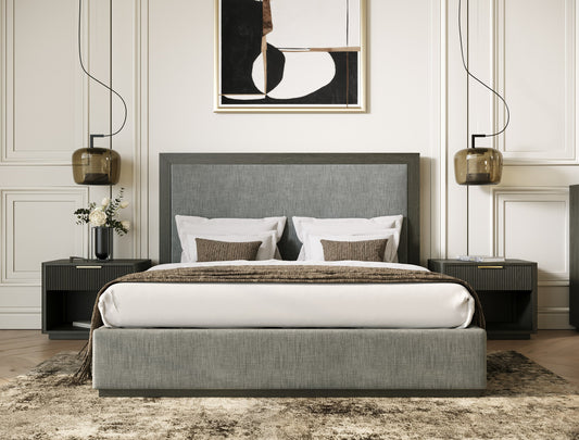 Nova Domus Santa Barbara - Modern Grey Fabric + Grey Wash Bed