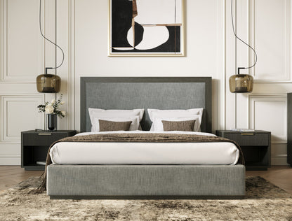 Nova Domus Santa Barbara + Santa Monica - Modern Grey Fabric + Grey Wash Bedroom Set