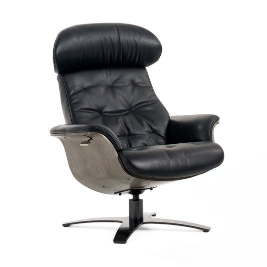 Modrest - Nowak Modern Black Lounge Chair & Ottoman Set