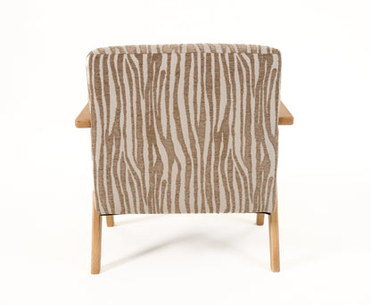 Modrest Oakhurst - Modern Beige Pattern + Wood Accent Chair