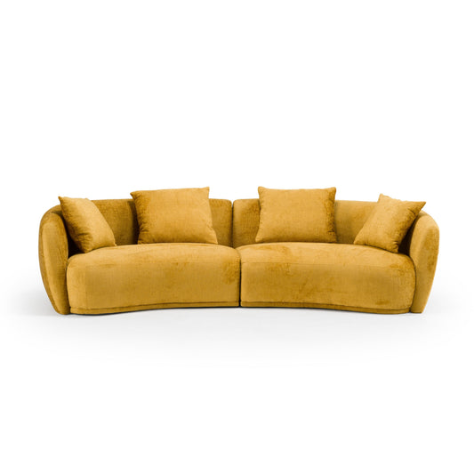 Divani Casa Oakland - Modern Mustard Fabric 4 Seat Sofa