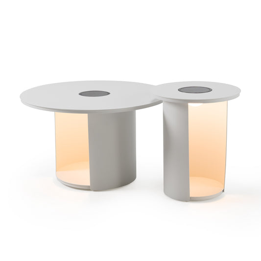 Renava Onza - Outdoor White End Table w/ Solar Light