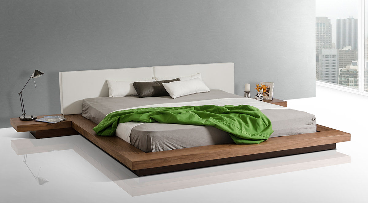 Modrest Opal Modern Low Profile Walnut Platform Bed