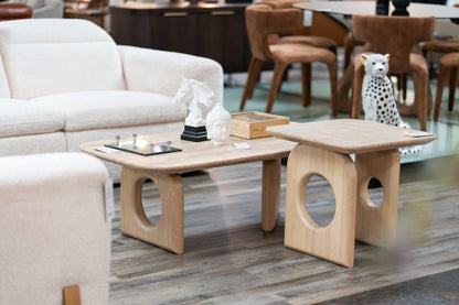 Nova Domus Osaka - Modern Faux Marble + Natural Ash Coffee Table