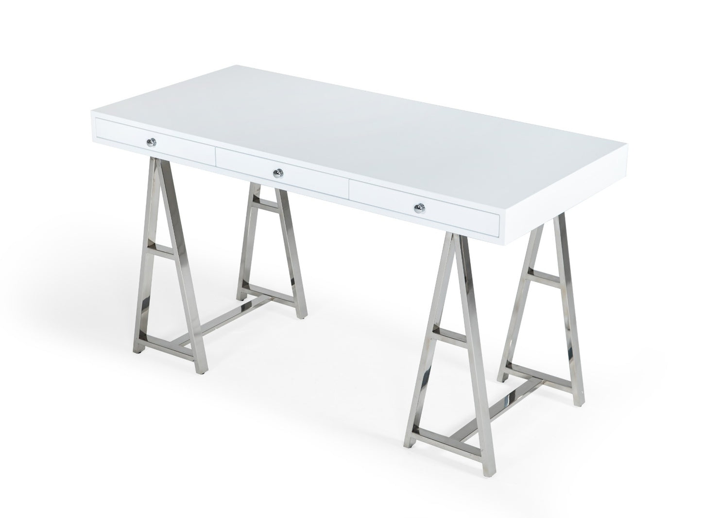 Modrest Ostrow - White + Stainless Steel Desk