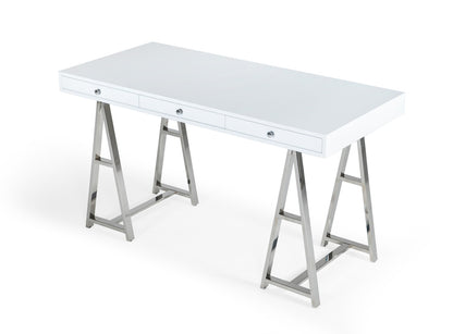 Modrest Ostrow - White + Stainless Steel Desk