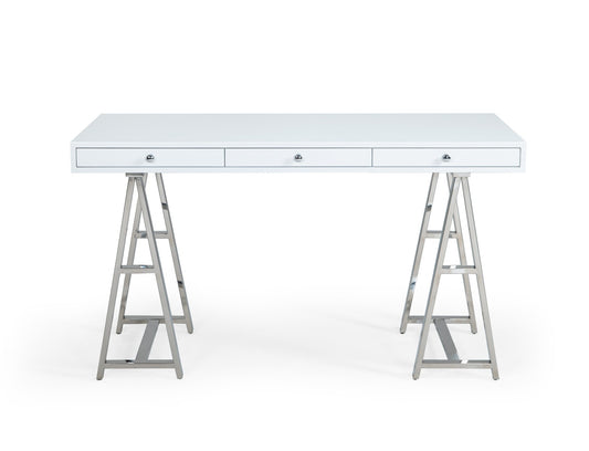 Modrest Ostrow - White + Stainless Steel Desk