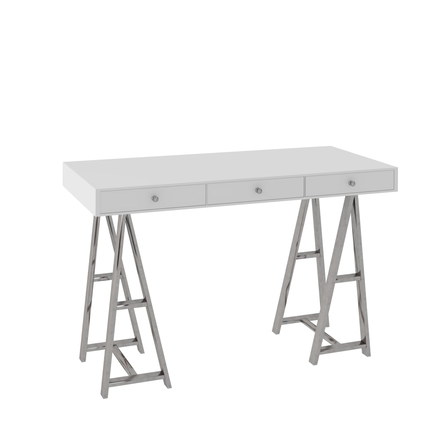 Modrest Ostrow - White + Stainless Steel Desk
