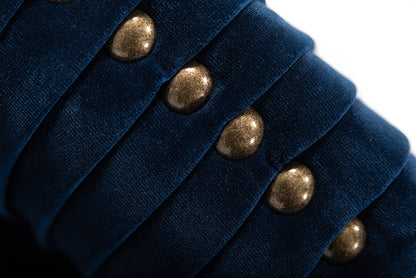 Divani Casa Palomar Modern Blue Velvet & Brass Accent Chair