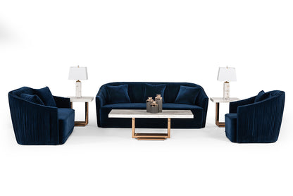 Divani Casa Palomar Modern Blue Velvet & Brass Accent Chair