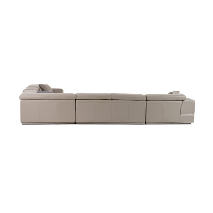 Divani Casa Pella - Modern Grey Italian Leather U Shaped Sectional Sofa