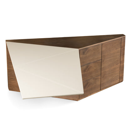 Modrest Pilot - Modern Dark Walnut + Beige Leather Desk