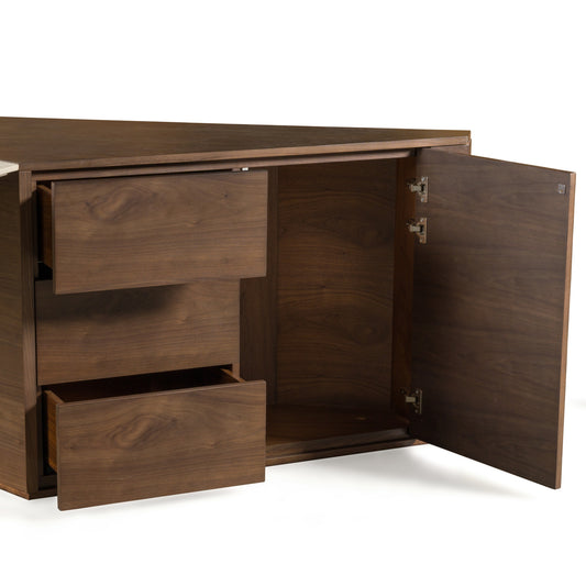 Modrest Pilot - Modern Dark Walnut + Beige Leather Desk