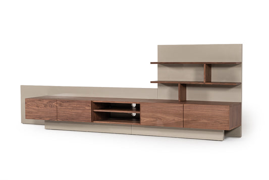 Nova Domus Pompeii Contemporary Grey & Walnut Entertainment Center