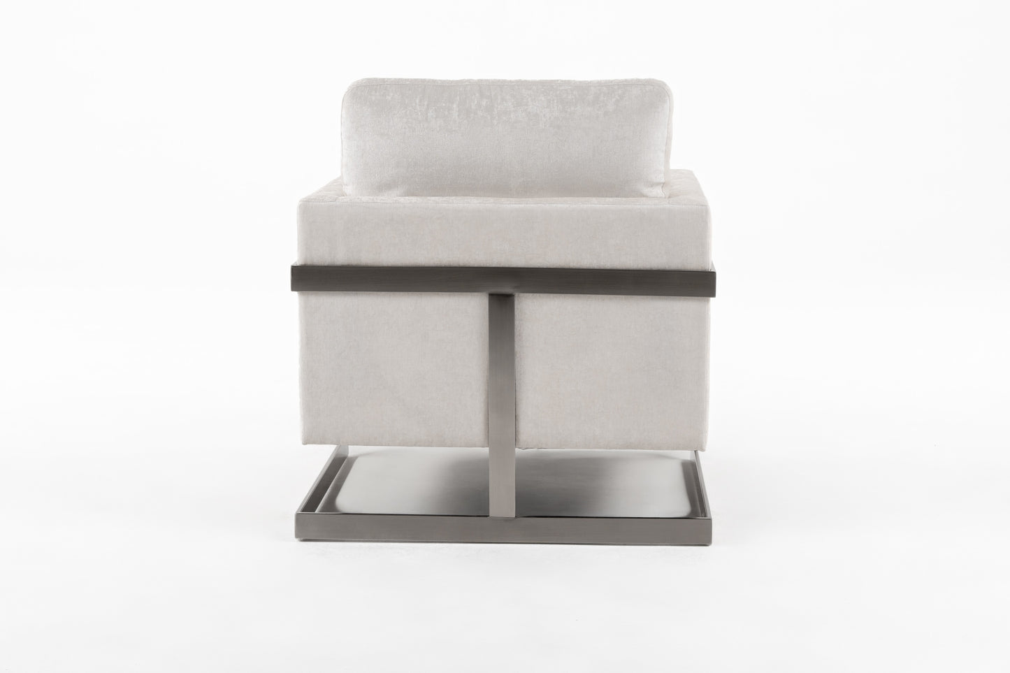 Modrest Prince - Contemporary Off White Fabric and Silver Accent Chair
