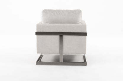 Modrest Prince - Contemporary Off White Fabric and Silver Accent Chair
