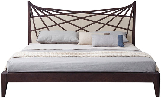 Modrest Prism Modern Brown & Beige Bonded Leather Bed