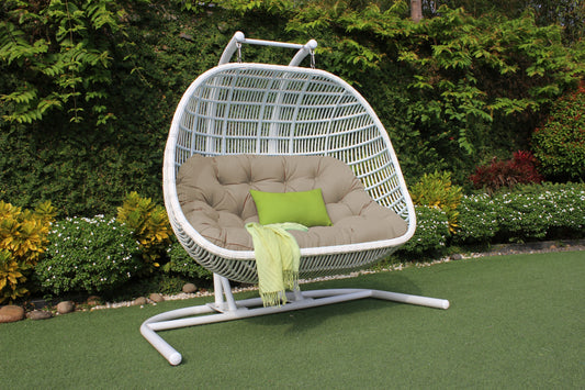 Renava San Juan Outdoor White & Beige Hanging Chair