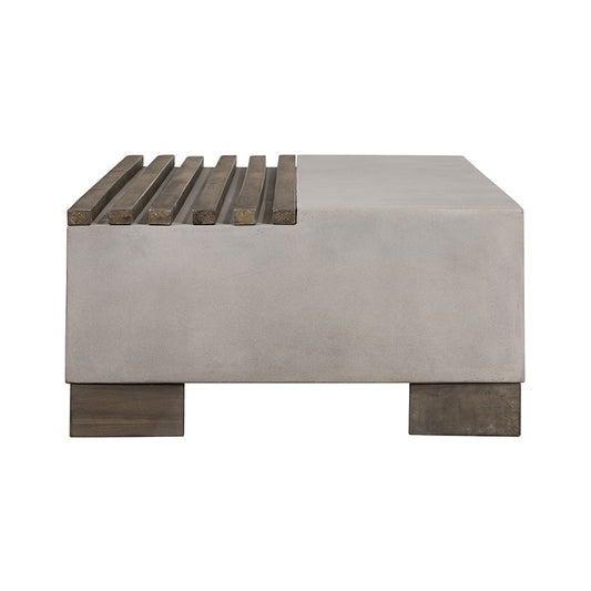 Modrest Delaware Modern Concrete & Acacia Rectangular Coffee Table