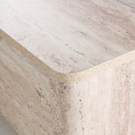 Nova Domus Roma - Modern Faux Travertine Rectangular Coffee Table