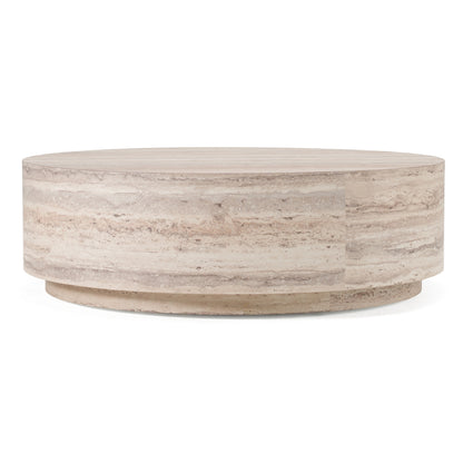 Nova Domus Roma - Modern Faux Travertine Round Coffee Table