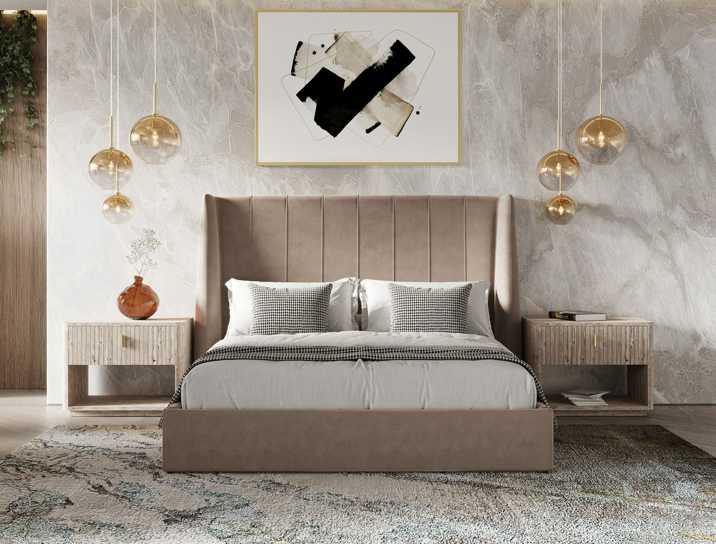 Modrest Roma - Modern Taupe Microfiber Upholstered Bed
