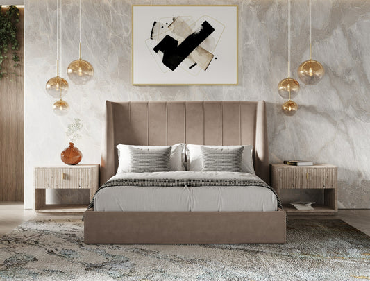 Modrest Roma - Modern Taupe Microfiber Upholstered Bed