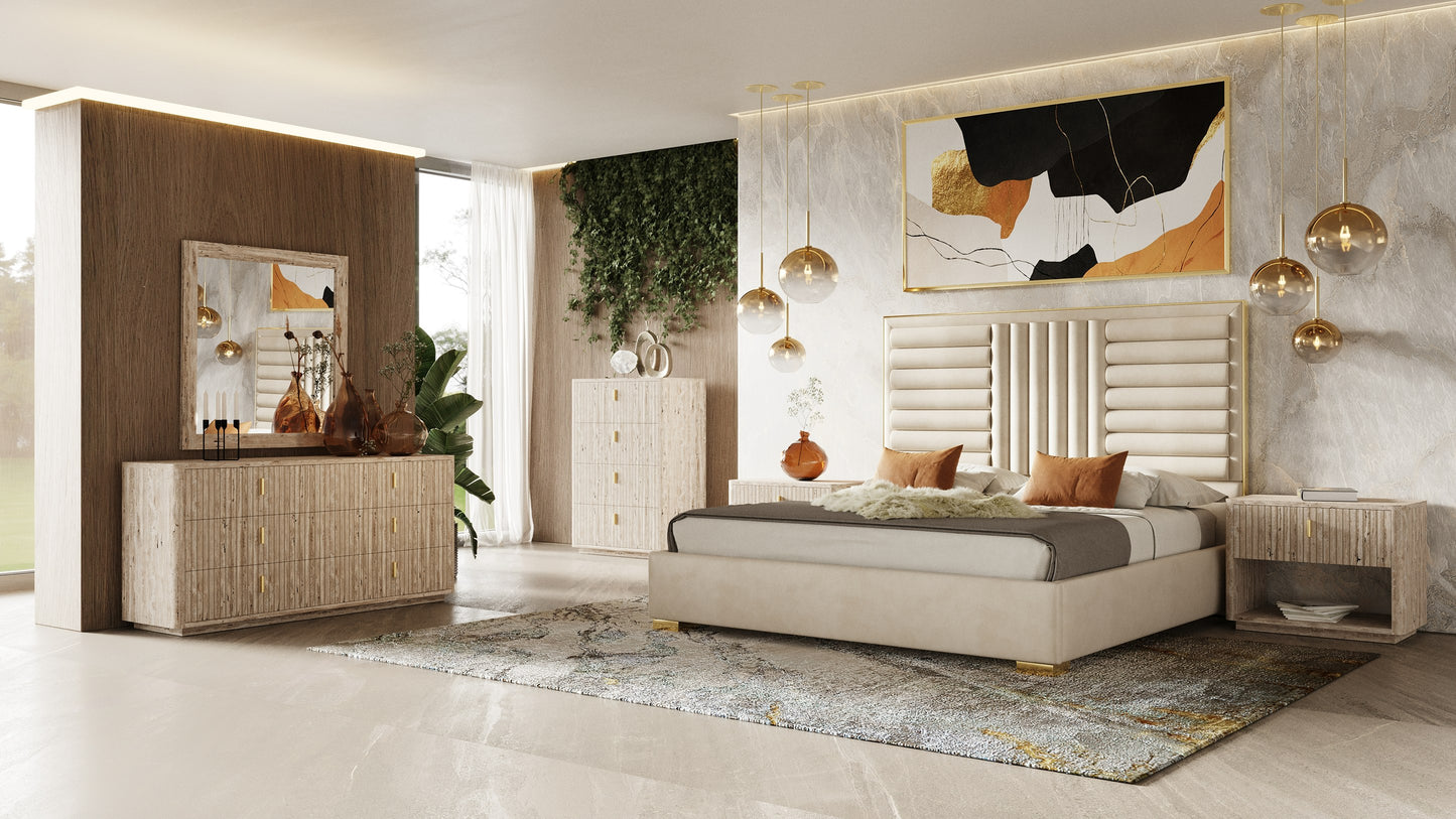 Nova Domus Roma - Modern Faux Travertine + Gold Chest
