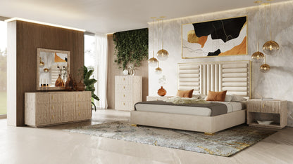 Nova Domus Roma - Modern Faux Travertine + Gold Chest
