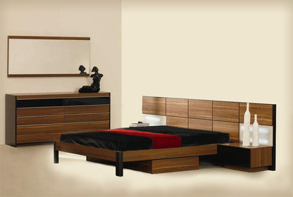 Rondo Mid-Century Platform Bed w/ Nightstands Storage And Lights
