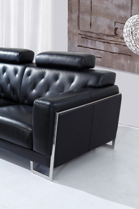 Divani Casa Huron Modern Black Leather Sofa