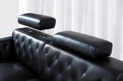 Divani Casa Huron Modern Black Leather Sofa